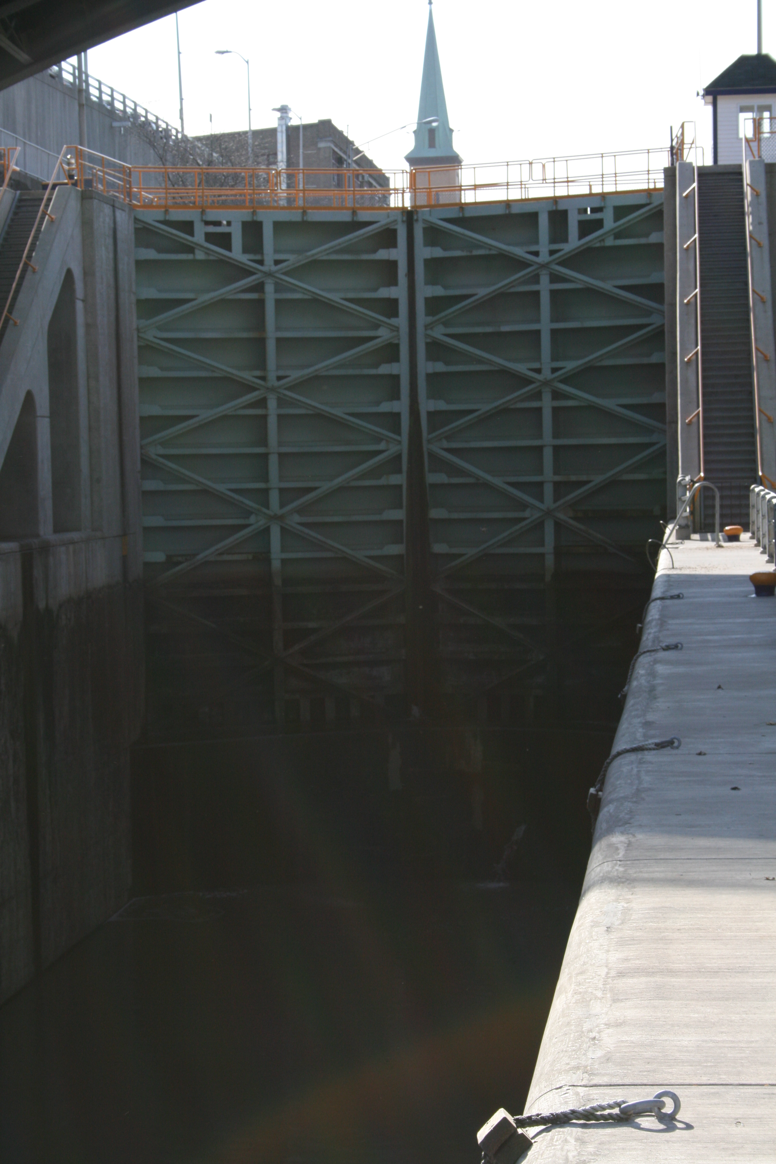 Erie Canal Locks and Downtown Lockport NY